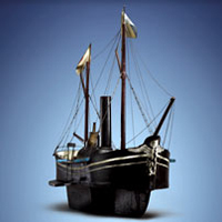Joki-sen Hinagata; model of a paddle-wheel steamship
